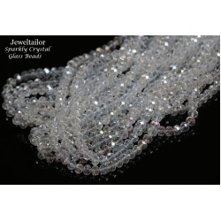 1 Strand of 72 Clear Crystal AB Faceted Abacus Glass Beads 10mm  ~ Jewellery Making Essentials